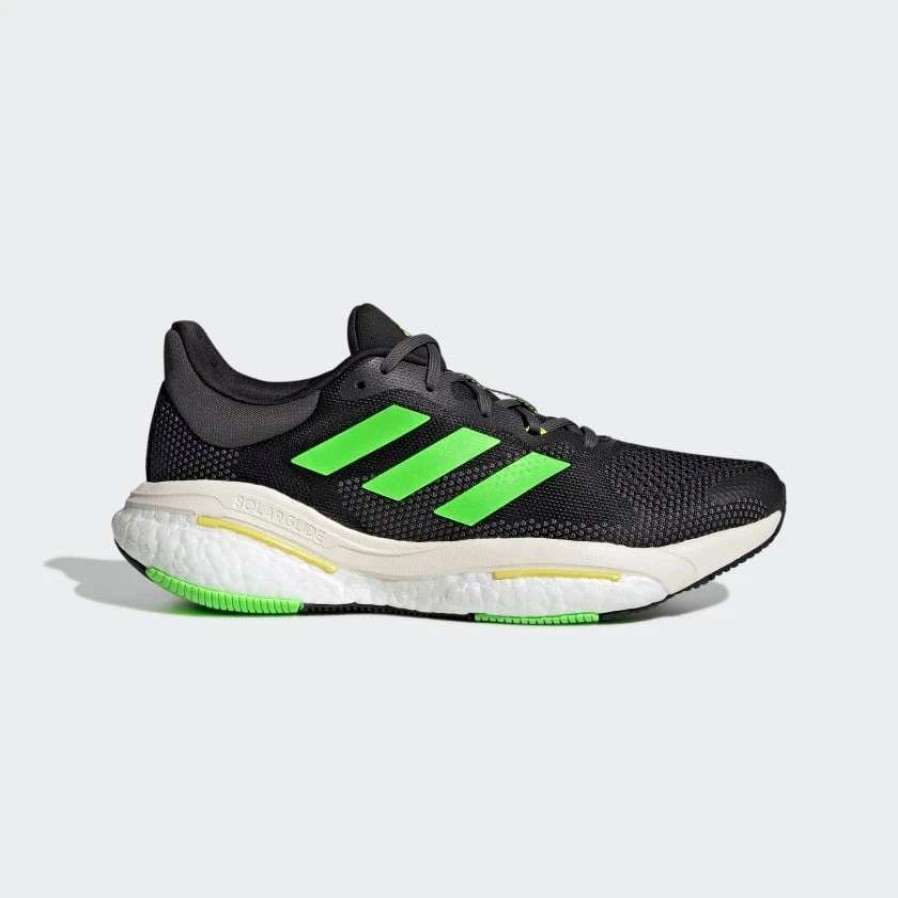 Footwear * | Adidas Men'S Solar Glide 5 (Core Black/Solar Green/Beam Yellow)