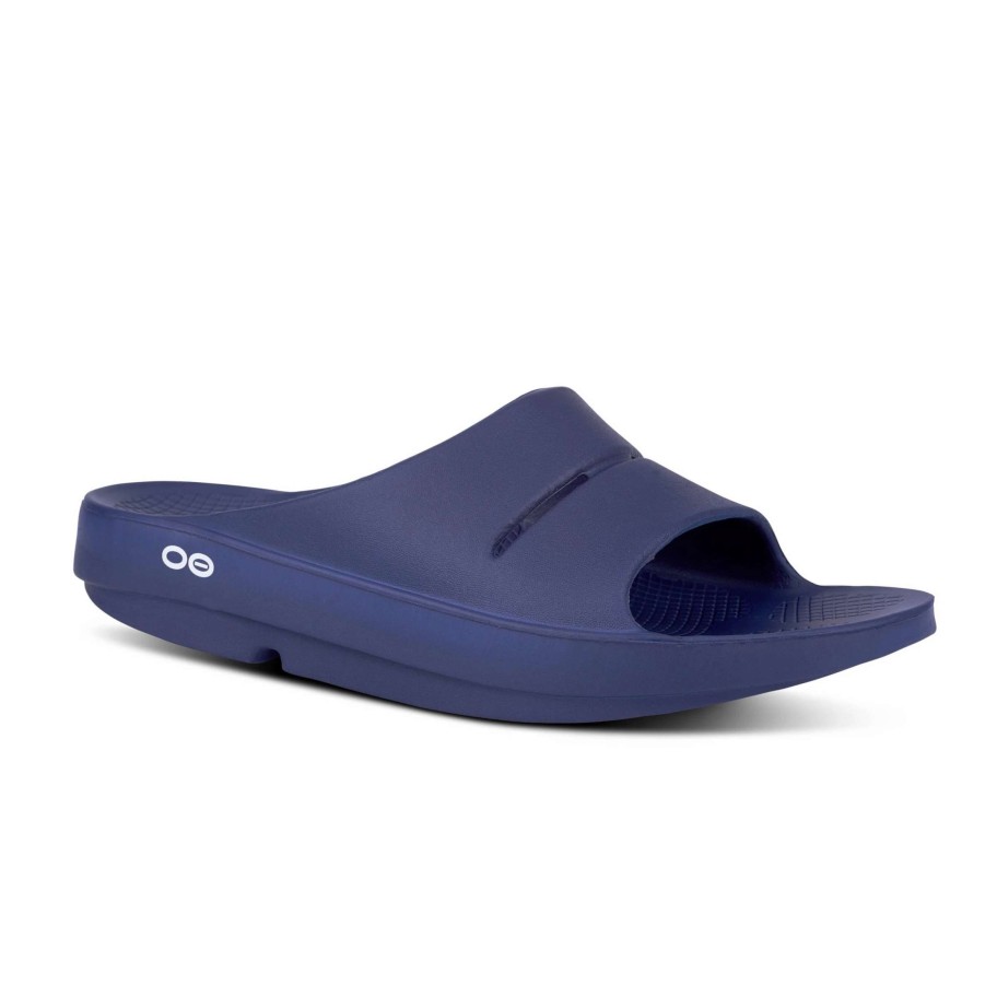 Footwear * | Oofos Unisex Ooahh Slide Sandal (Navy)