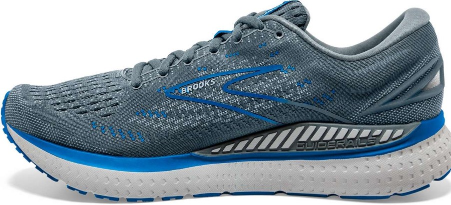 Footwear * | Brooks Men'S Glycerin Gts 19 (095 Quarry/Grey/Dark Blue)