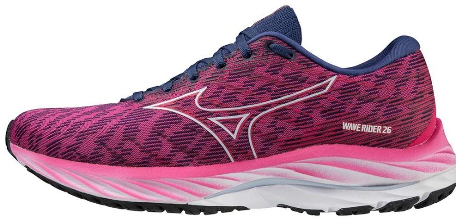 Footwear * | Mizuno Women'S Wave Rider 26 (6Whg Festival Fuchsia/Halogen Blue)