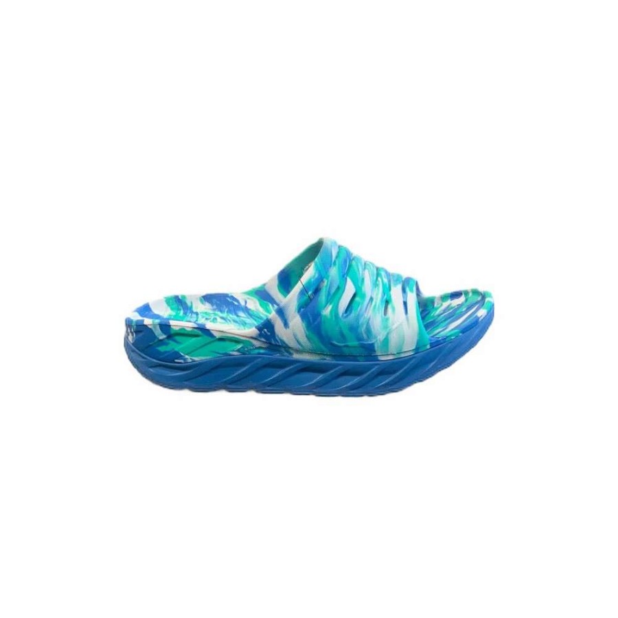 Footwear * | Hoka Unisex Ora Recovery Slide Swirl (Abcl Atlantis/Blue Coral)