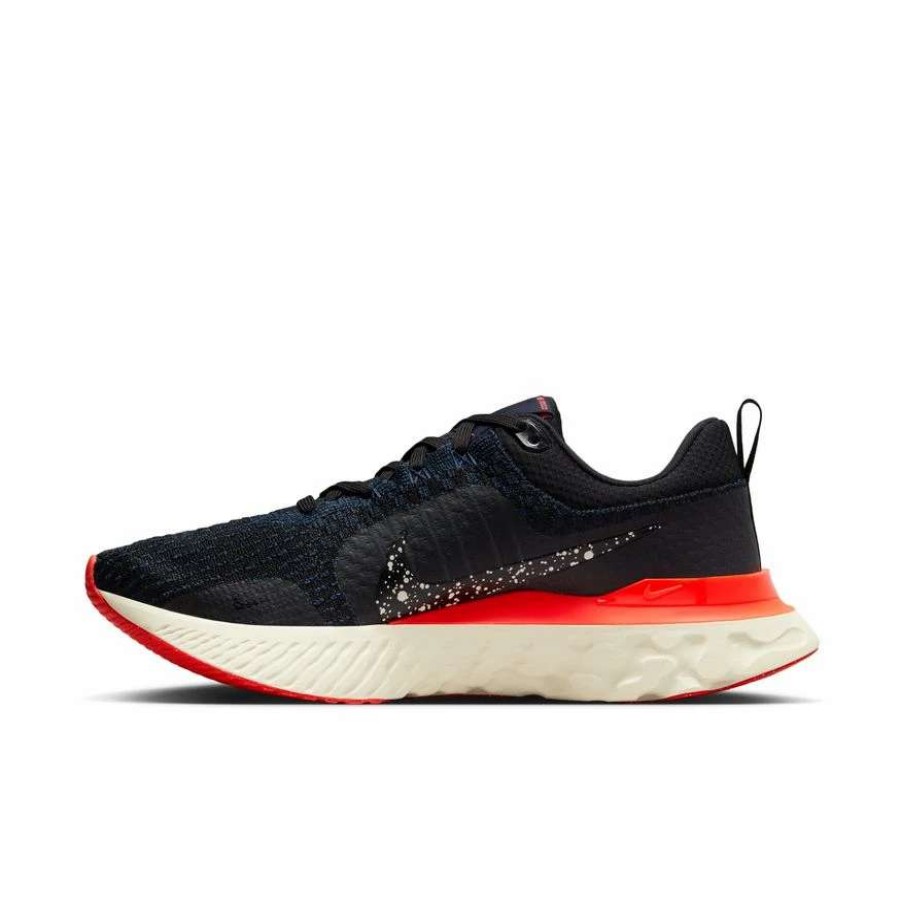 Footwear * | Nike Men'S React Infinity Run Flyknit 3 (002 Black/Black/Obsidian/Bright Crimson)