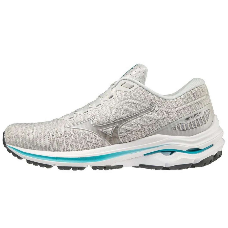 Footwear * | Mizuno Women'S Wave Inspire 18 Waveknit (Ymym Oyster Mushroom)