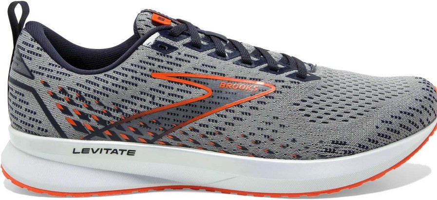 Footwear * | Brooks Men'S Levitate 5 (034 Grey/Peacoat/Flame)