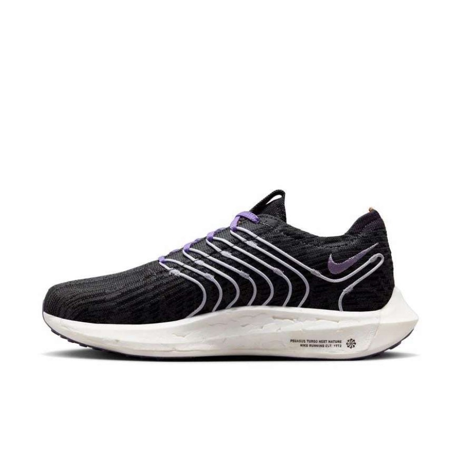 Footwear * | Nike Women'S Pegasus Turbo Flyknit Next Nature (003 Black/Peach Cream/Anthracite/Cave Purple)