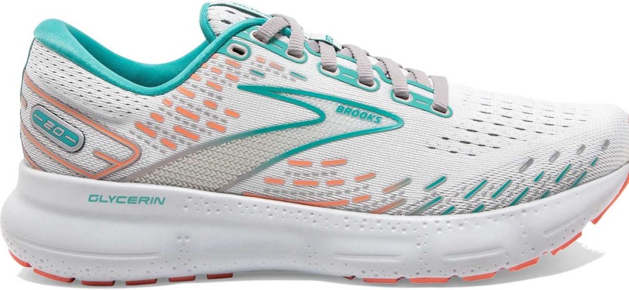 Footwear * | Brooks Women'S Glycerin 20 (061 Oyster/Latigo Bay/Coral)