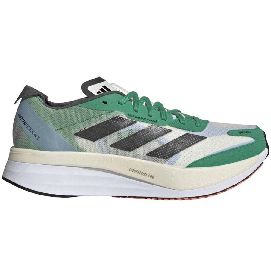 Footwear * | Adidas Men'S Adizero Boston 11 (White Tint/Core Black/Court Green)