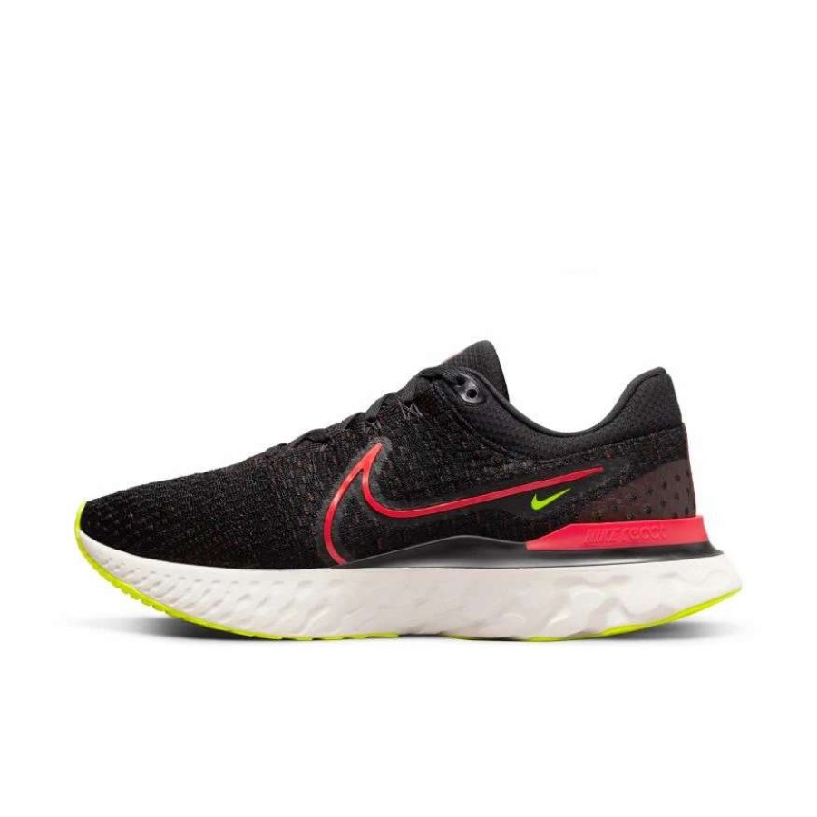 Footwear * | Nike Men'S React Infinity Run Flyknit 3 (007 Black/Siren Red/Team Red/Volt)