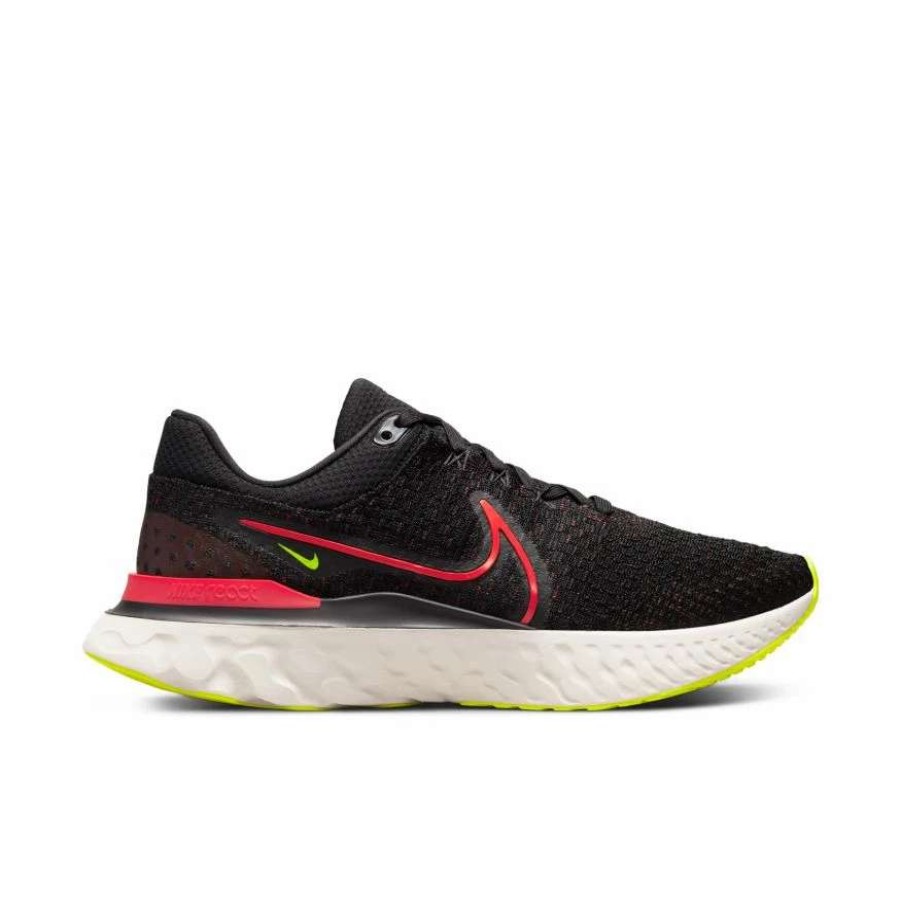 Footwear * | Nike Men'S React Infinity Run Flyknit 3 (007 Black/Siren Red/Team Red/Volt)