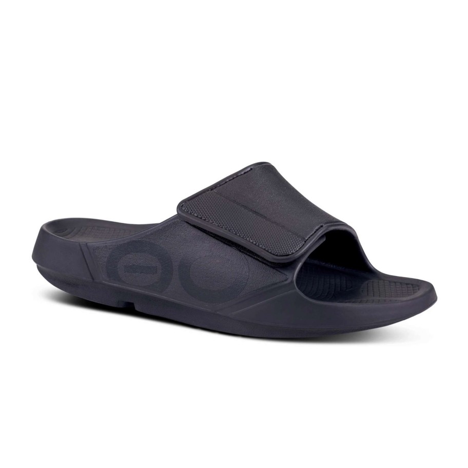 Footwear * | Oofos Unisex Ooahh Sport Flex Slide Sandal (Matte Black)