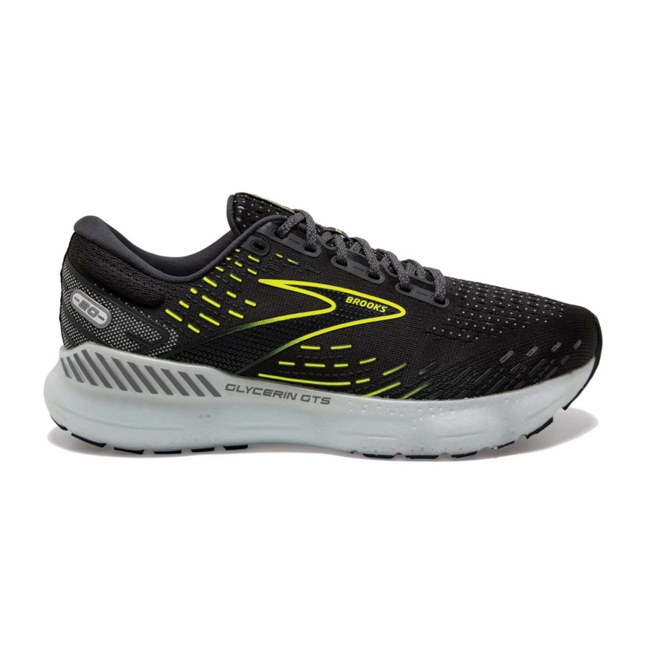 Footwear * | Brooks Men'S Glycerin Gts 20 (047 Ebony/White/Nightlife)