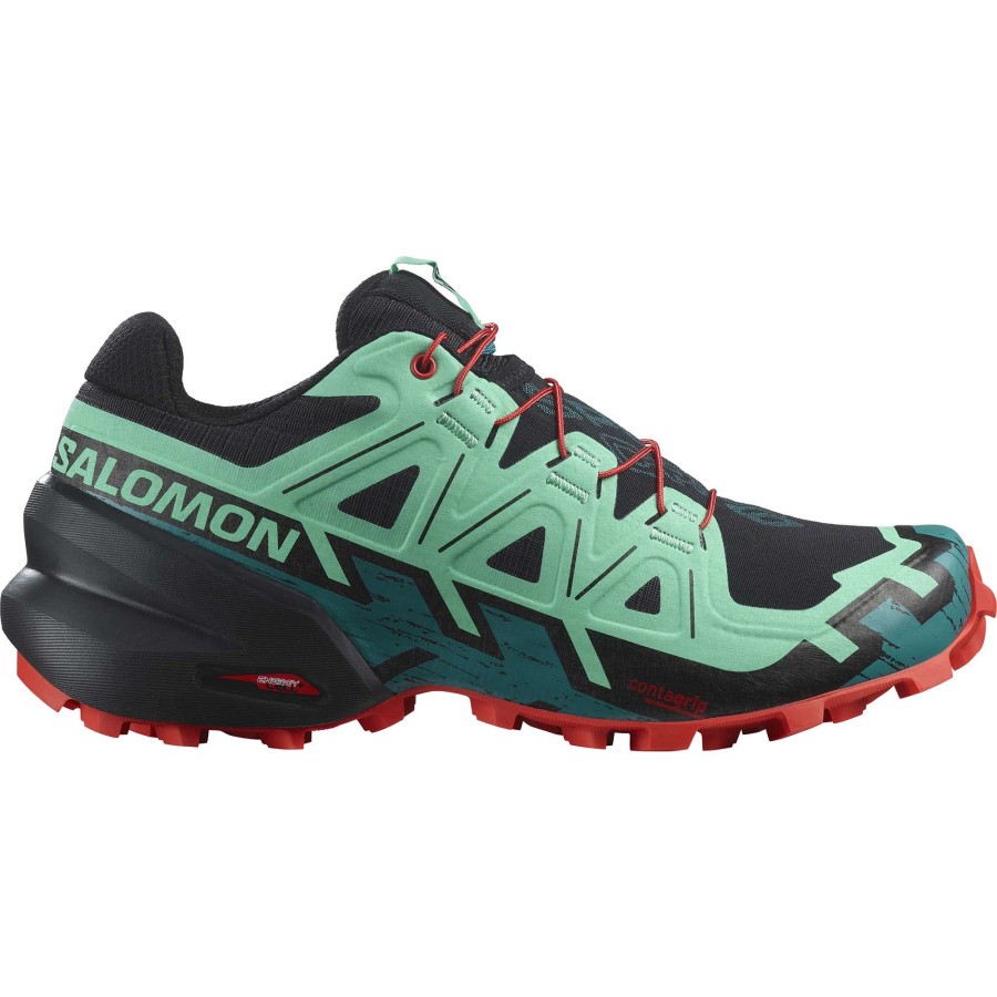 Footwear * | Salomon Women'S Speedcross 6 (Black/Biscay Green/Fiery Red)