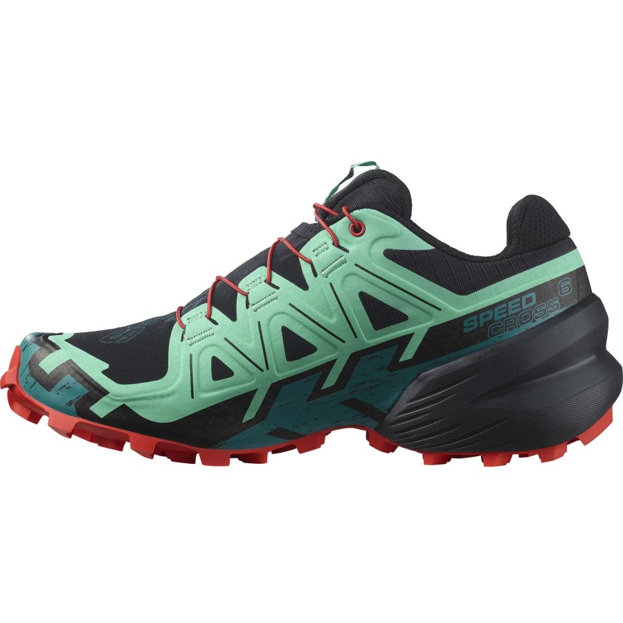 Footwear * | Salomon Women'S Speedcross 6 (Black/Biscay Green/Fiery Red)