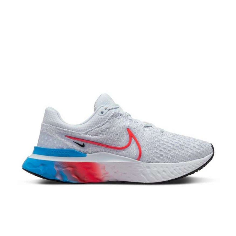 Footwear * | Nike Women'S React Infinity Run Flyknit 3 (001 Football Grey/Bright Crimson/Black)